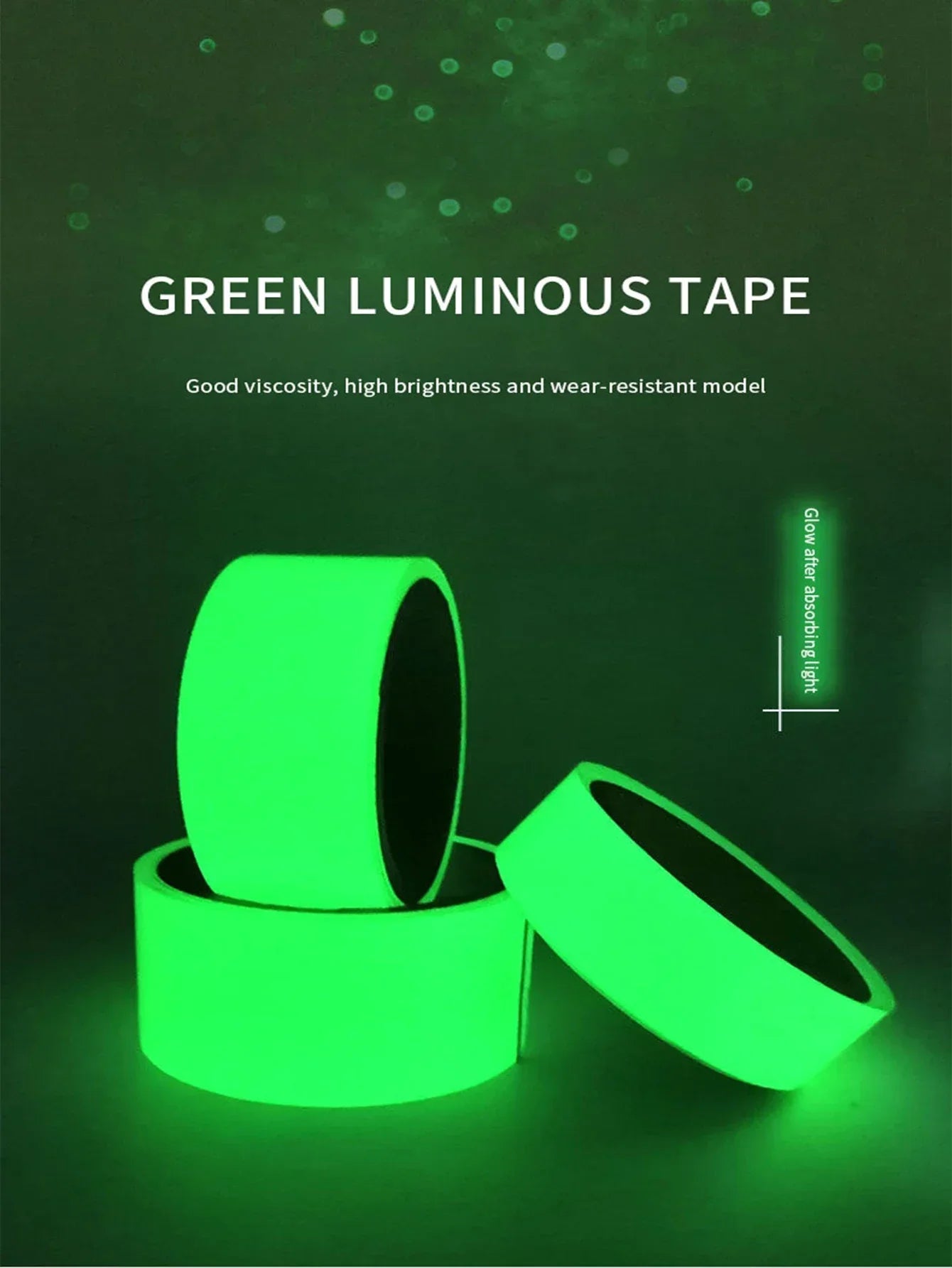 Fluorescent Stickers Tape Green Luminous Tape Staircase Fire Warning Glow in the Dark Can Be Cut Night Light Strip Wall