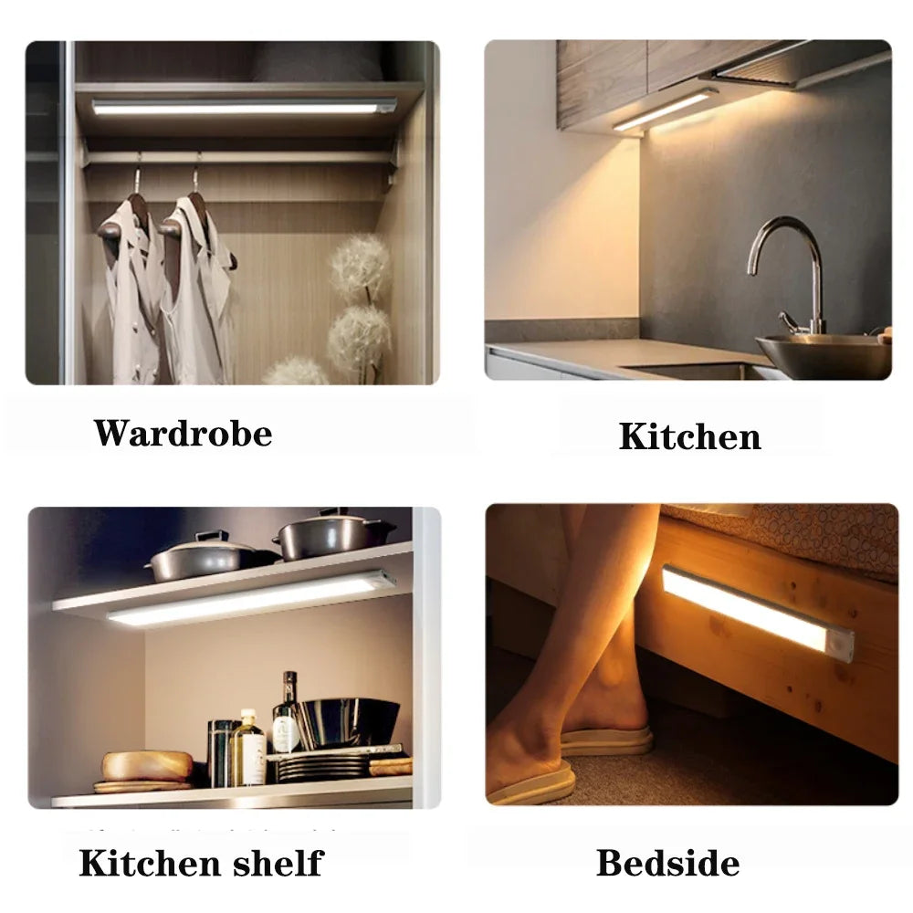 Motion Sensor Cabinet Light 1pc Wireless Rechargeable LED - Ideal for Closet, Kitchen, Wardrobe, Stairs