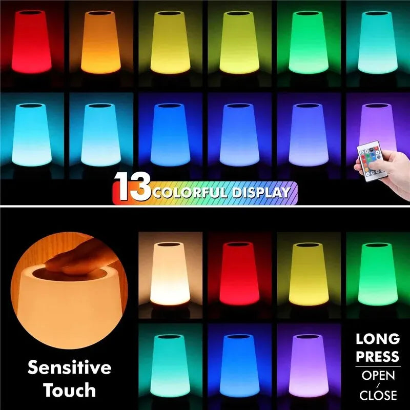 Touch Bedside Light, Bedroom Night Light/remote Control Desk Light, Dimmable, 13 Color Color Changing Small Night Light