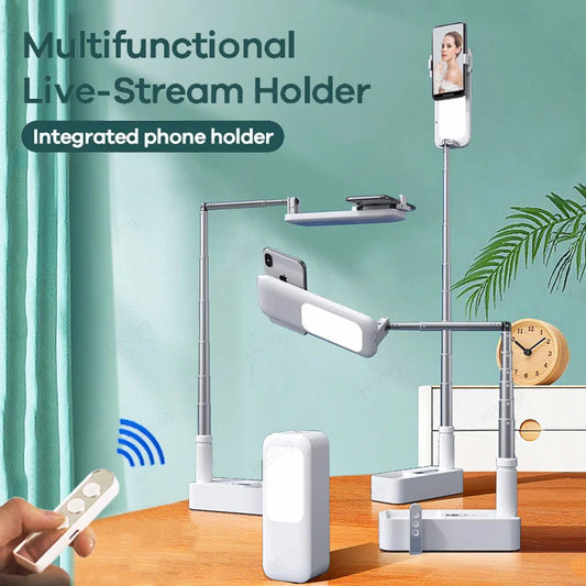 Multifunctional live-stream Phone holder & light