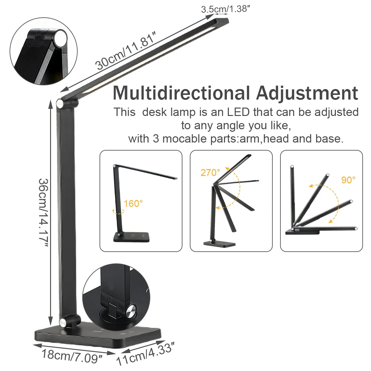 Dimmable LED Table Lamp Wireless Phone Charger