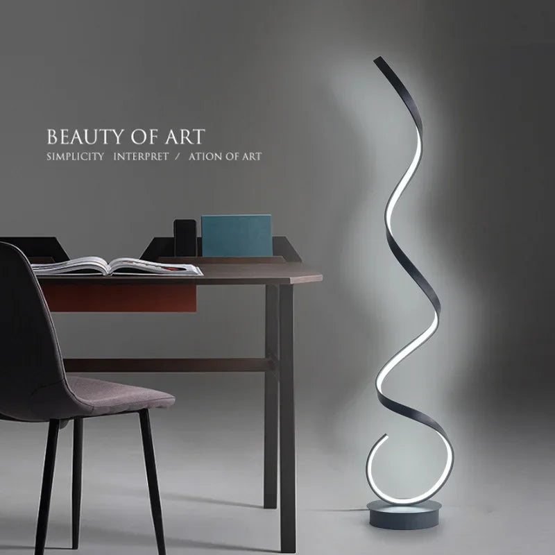 Modern LED Floor Lamp Minimalist Bedroom Bedside Black White Floating Light Living Room Sofa Study Reading Lights Fixtures