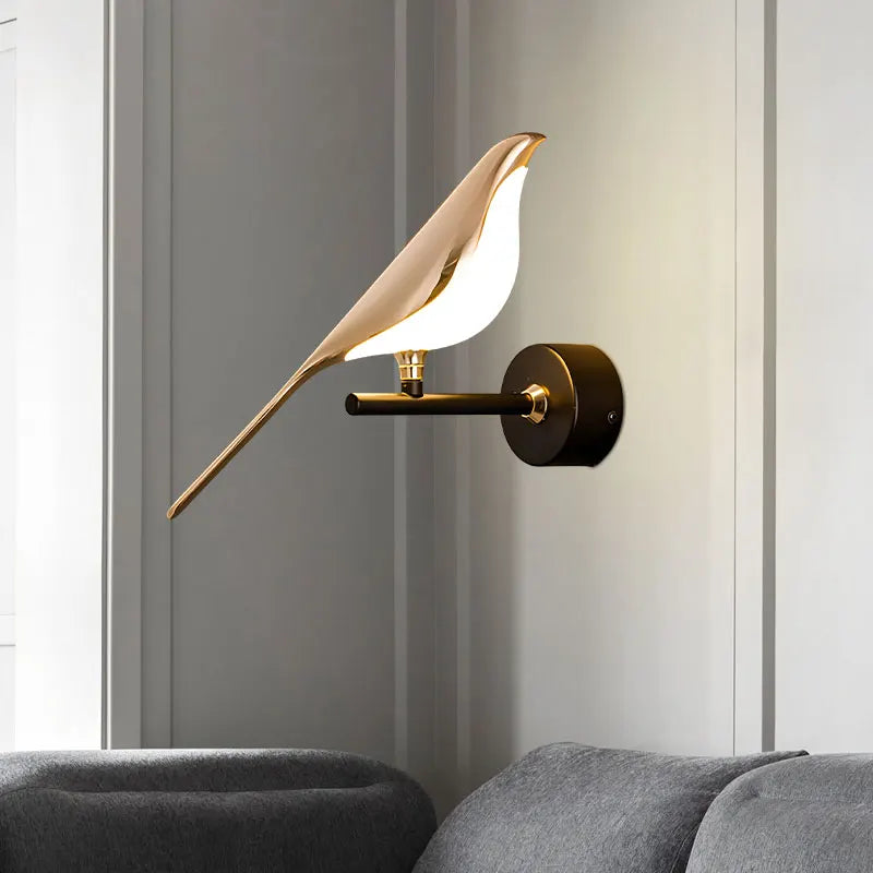 Creative Bird 360° Rotatable LED Wall Lamps Bedroom Bedside Indoor Golden Touch Switch LED Wall Lights Wall Sconce