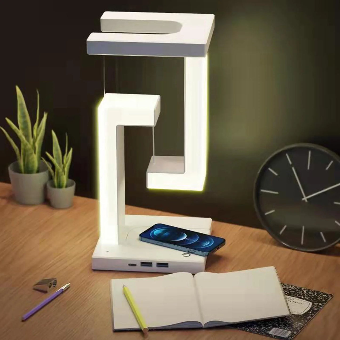 LED Suspending Anti-gravity Night Light with Wireless Charger