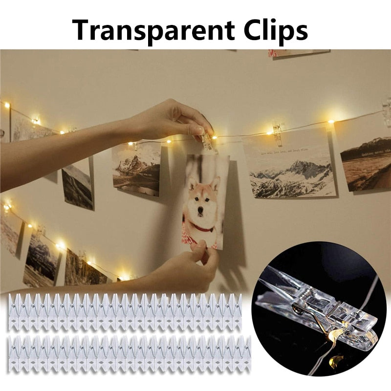 Photo String LED Lights USB or Battery Powered with Clips for Hanging Pictures Bedroom Wall Decor