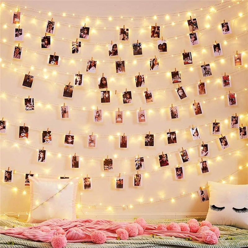 Photo String LED Lights USB or Battery Powered with Clips for Hanging Pictures Bedroom Wall Decor