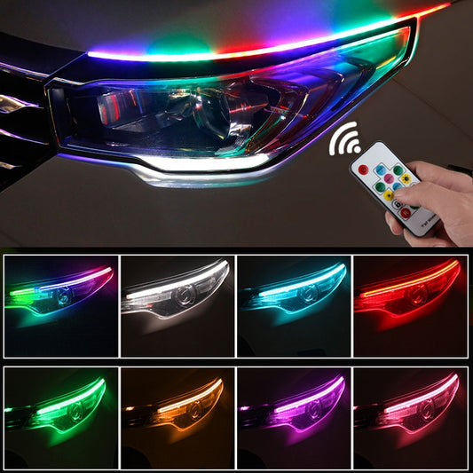 RGB Daytime Running Light DRL Multi Color LED Strip Turn Signal Lights For Headlight 2Pcs