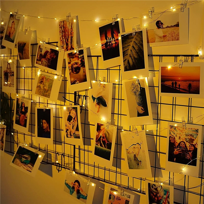 Photo String LED Lights USB or Battery Powered with Clips for Hanging Pictures Bedroom Wall Decor