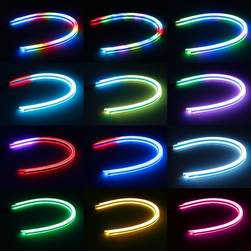 RGB Daytime Running Light DRL Multi Color LED Strip Turn Signal Lights For Headlight 2Pcs