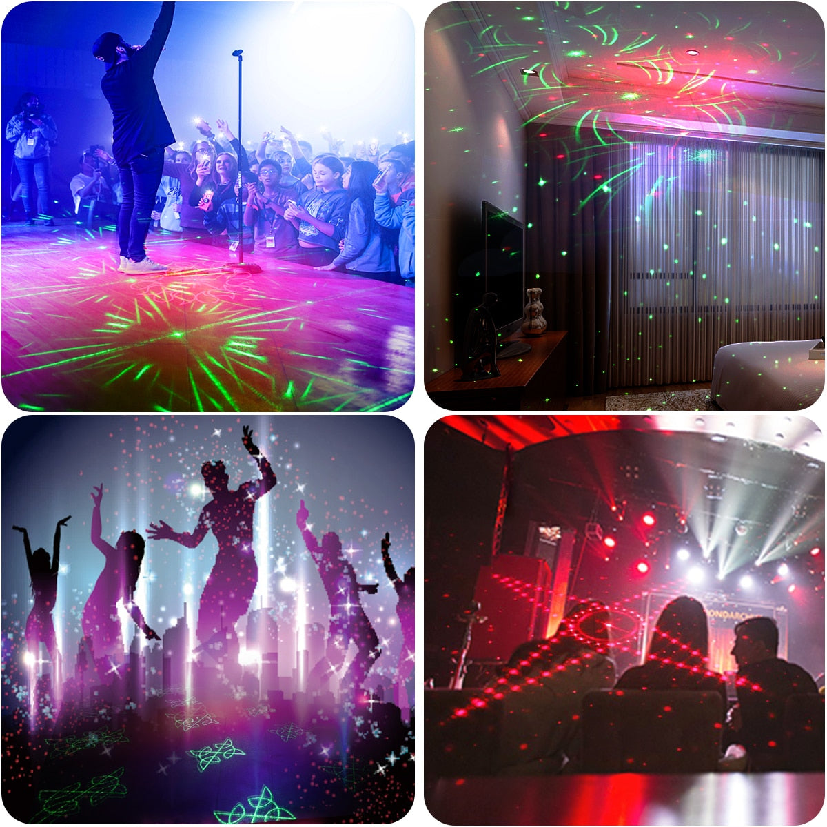 Mini RGB Disco Lights DJ LED Laser Stage Projector Red Blue Green Lights USB Remote Control Wedding Birthday Party DJ Lights