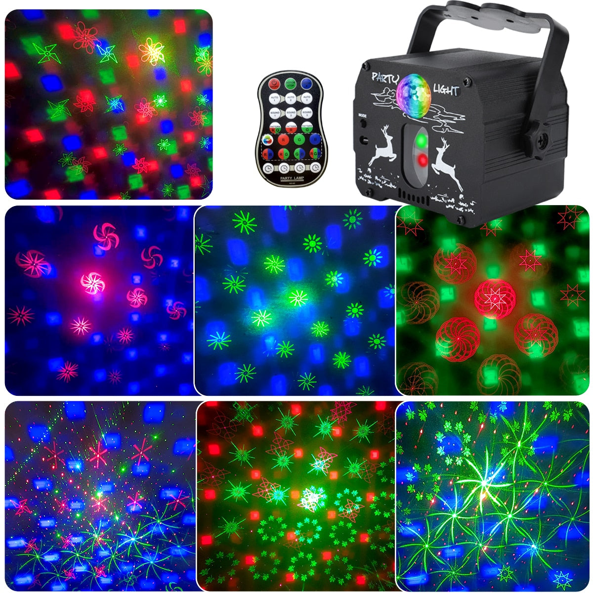 Mini RGB Disco Lights DJ LED Laser Stage Projector Red Blue Green Lights USB Remote Control Wedding Birthday Party DJ Lights