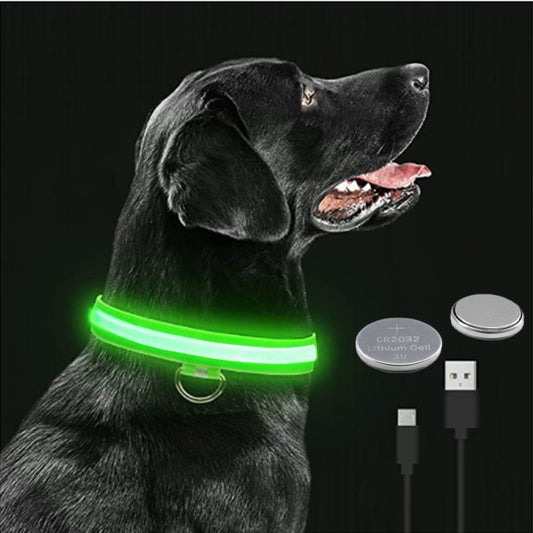 Glowing LED Dog Collar Adjustable & Rechargeable - All Pet Sizes